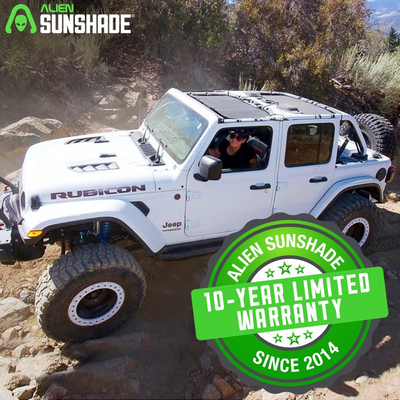 Alien Sunshade Jeep Wrangler JLU (2018-2023) â€“ Front & Rear Mesh Sun Shade for Jeep JL Unlimited - Blocks UV, Wind, Noise - Bikini JLkini Top Cover for Sport, Sport S, Sahara, Rubicon (Black) - Image 3